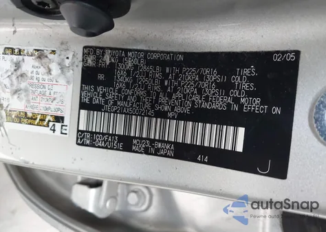 2005 Toyota Highlander V6 z USA, uszkodzony, nr VIN JTEGP21AX50072145